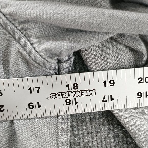 Uniqlo Womens Button-Down Shirt Gray Medium Long Sleeve Chest Pocket Cotton - Picture 12 of 12